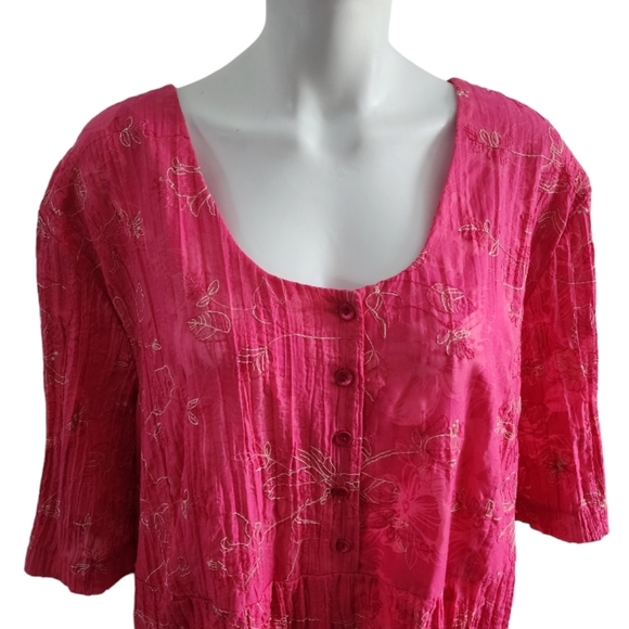 Penningtons pink tunic with flowers embroidery, plus size, size 28 - Picture 2 of 10